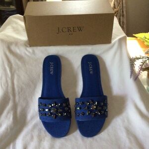 J. Crew Jewel Slade Sandals Gulf Blue Smoke size 8
